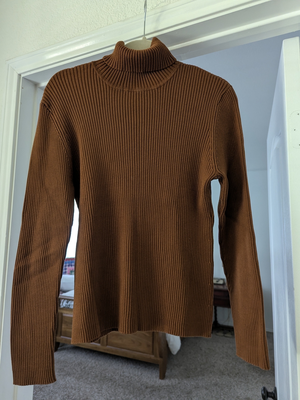 Chico's Ribbed Turtleneck Sweater in Chestnut Brown
